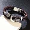 Men's Retro Punk Magnetic Buckle Leather Bracelet - Handmade, Woven with Metal Style