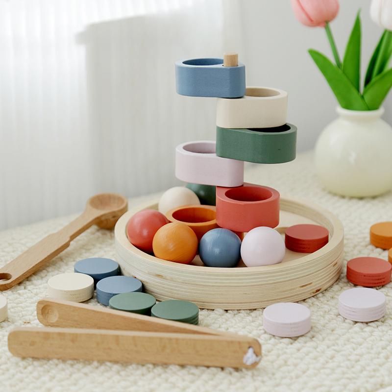 Детские приходские Монтессори сенсорные деревянные игрушки сортировка мячей чашки монеты тренировка мелкой моторики игры на сопоставление ранние развивающие игрушки