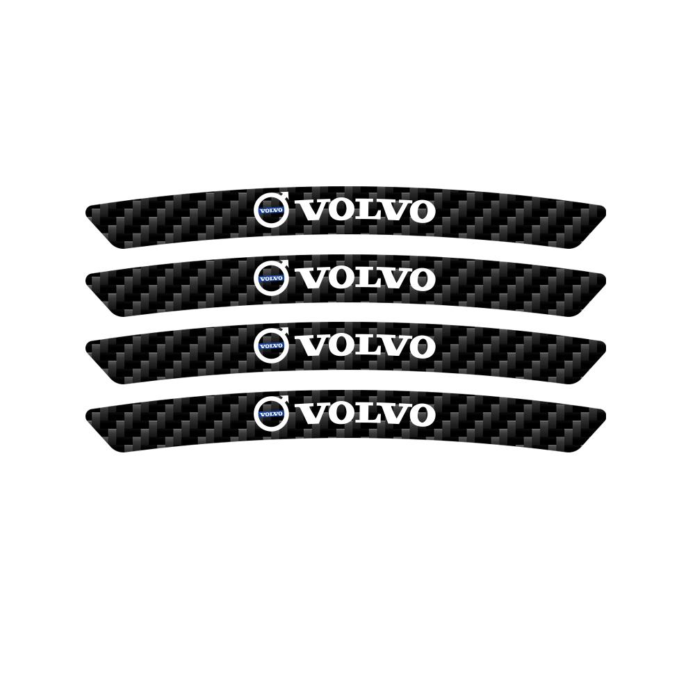 4Pcs Car Rims Wheels Curved Carbon Fiber Sticker Decals Auto Accessories For Volvo Rdesign AWD V50 V60 V90 S40 S60 S80 S90 V8 T6