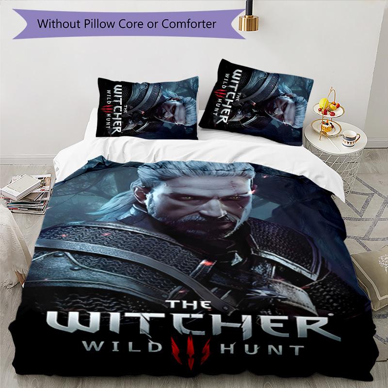 3pcs The Witcher Design Cover Set - HD Printed Bedding with 1 Cover and 2 Pillowcases - Perfect for Home and Dorm Decor