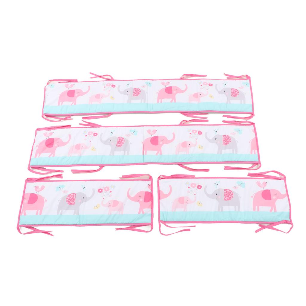 Комплект мягкой защитной подкладки для детской кроватки с милым принтом и дышащими однотонными полосками для мальчиков