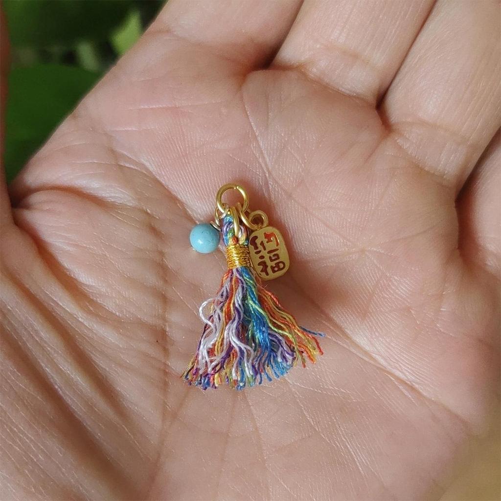 Браслет с мини-кисточкой Вэнгуань, Хлопковая нить, отполированная вручную, Ручное плетение с мелкими бусинами-каплями - Ожерелье своими руками