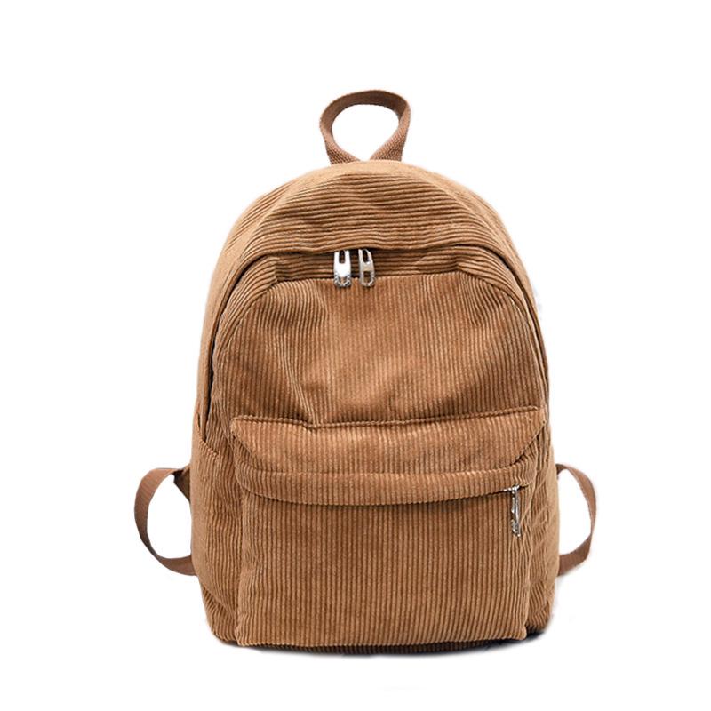 Women Backpack Corduroy Casual Backpack School Bag Teenage Girls Vintage Laptop Bag