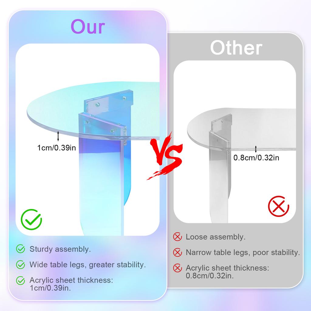 Круглый Квадратный Акриловый Кофейный Столик Современный Акцент Современный Шик Письменный Стол Легкая Сборка Прозрачный Кофейный Столик Прозрачный для Спальни и Офиса