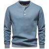 Men's Velvet Long Sleeved Quarter Buttoned Sweatshirt Casual Knit Pullover Baseball Collar