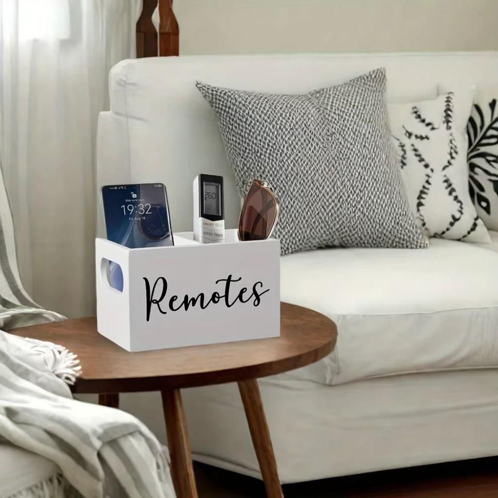 Creative Remote Control Storage Box 2 Compartments Wooden Partition Storage Box  Classroom Supplies