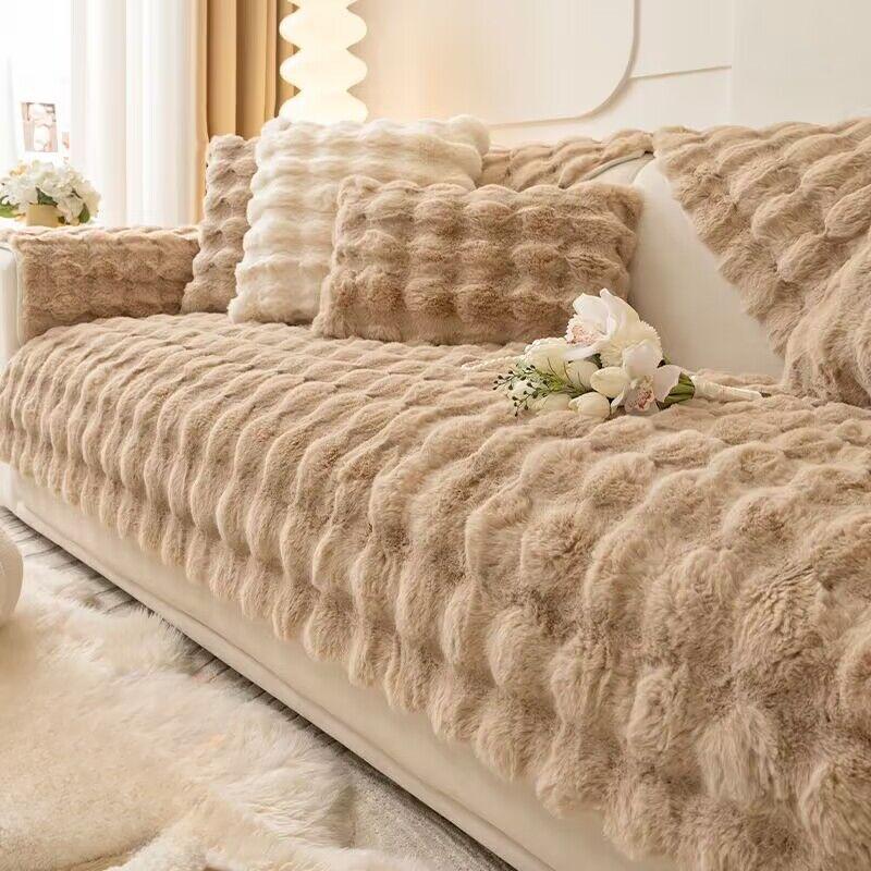 Зимний утолщенный плюшевый диванный плед однотонный плюшевый плед из кролика диванная подушка угловые мягкие чехлы для гостиной скандинавский декор чехол на диван