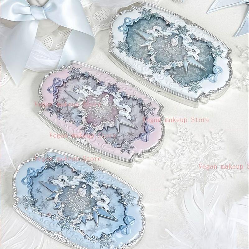 Flower Knows Snow Ballet 6 Colors Satin Eye Shadow Palette Velvet Matte & Pearl Shimmer in One,Blendable Fairytale-Easy Formula