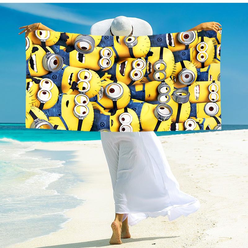1pc Minions Adventure Poster beach towel,quick drying absorbent beach towel,outdoor sports swimming beach towel,Soft and comfortable Y7289