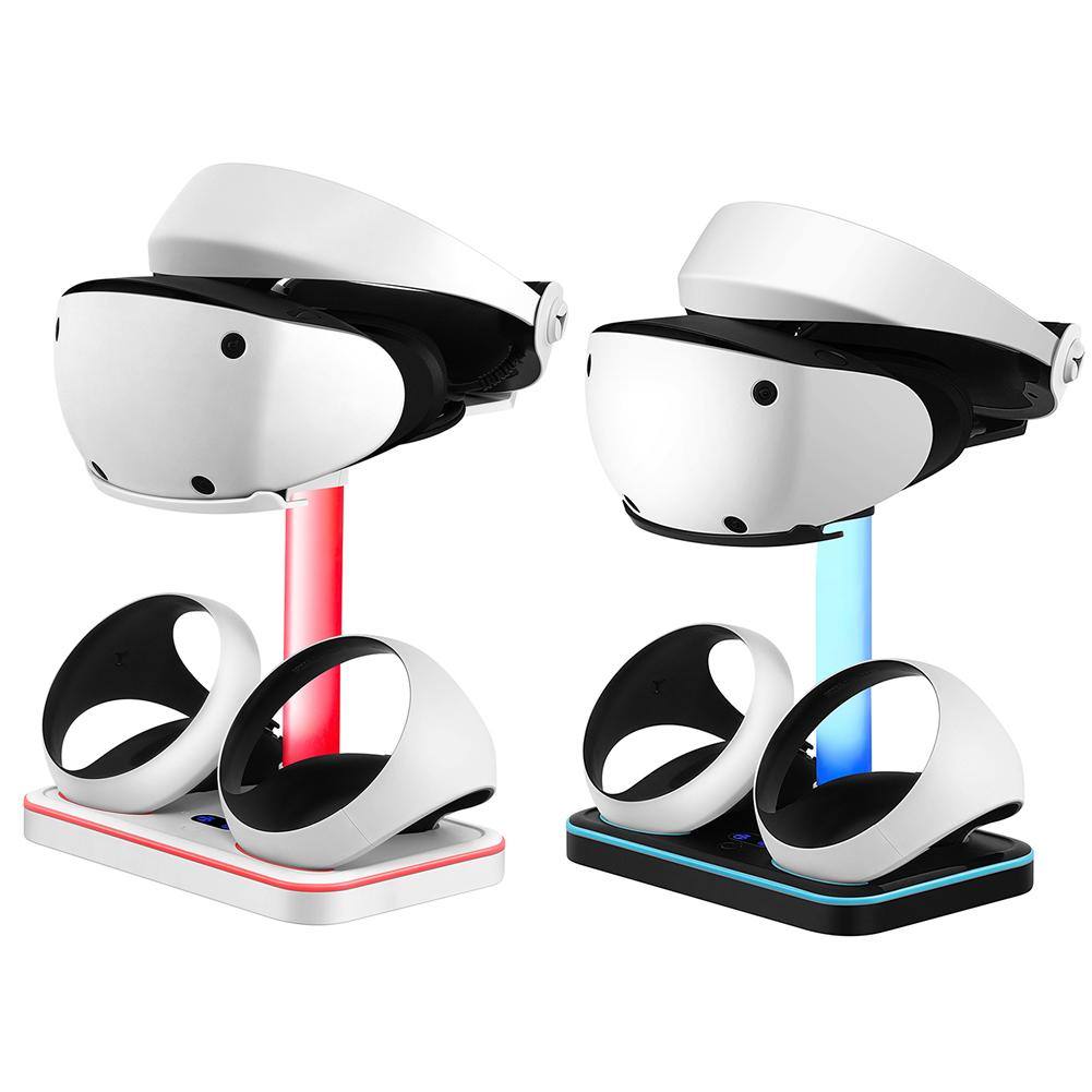 Зарядная станция для игрового контроллера, красочная RGB-подсветка, док-станция для зарядки, подставка для хранения, аксессуары для очков и гарнитуры для PS VR2 Joypad
