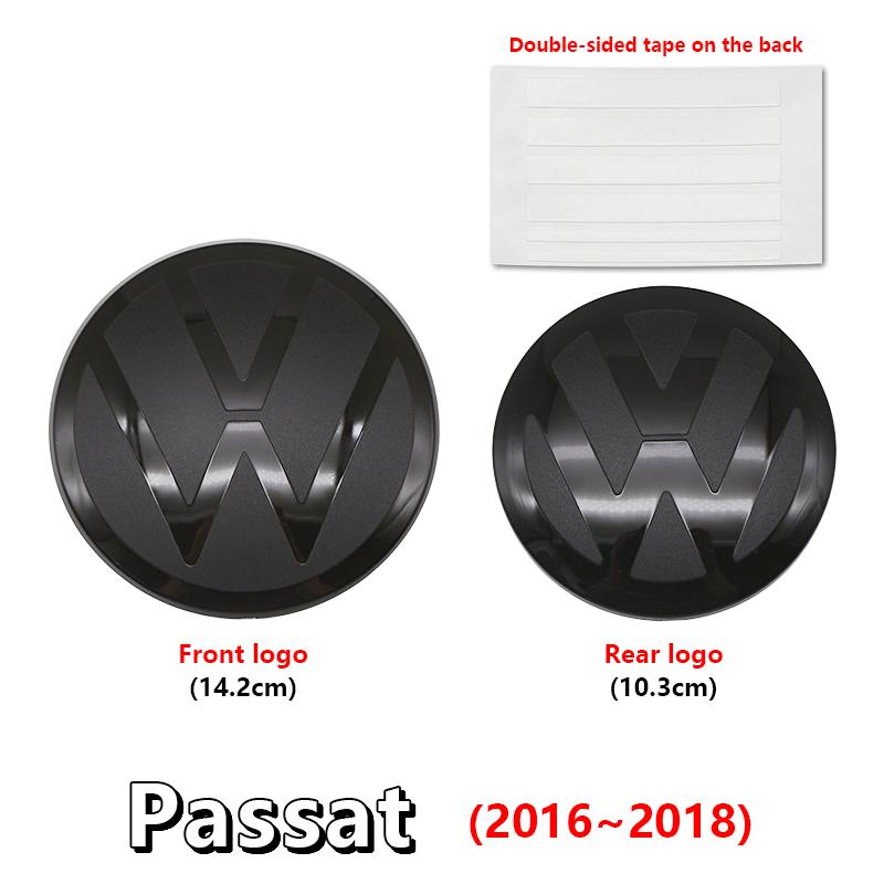 2pcs Front Rear Emblem For VW Passat 2011-2018 Modified Black Flat Mirror Logo Cover Stickers Accessories Extra Pro Plus Value QS0