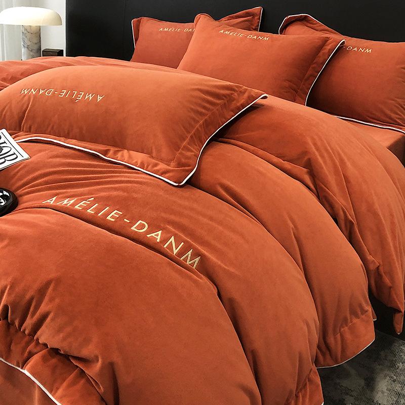 Класс А, детский бархатный комплект из четырех предметов, детский бархатный однотонный комплект из молочного бархата с вышивкой, комплект из трех предметов, фланелевая простыня, пододеяльник, пододеяльник