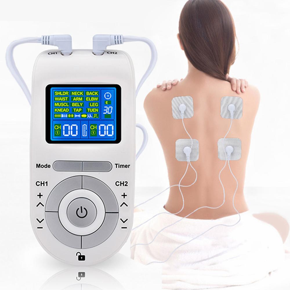 4-Mode Electric Tens Muscle Stimulator EMS Acupuncture Face Body Massager Digital Therapy Massage Tool Electro Stimulator