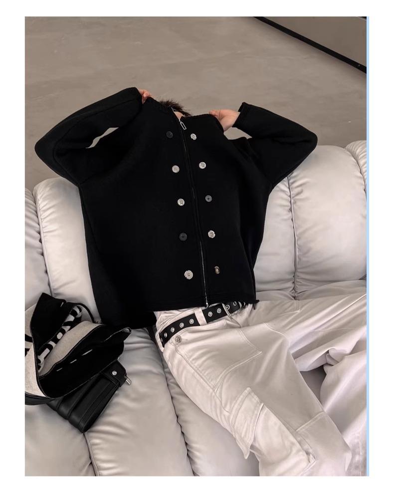 Мужской вязаный кардиган премиум-класса на молнии с круглым вырезом - Осенне-зимний ленивый стиль