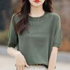 Women's Clothing Ice Silk Short Sleeve Women's Sweater T-shirt Women's Round Neck Thin Korean Style