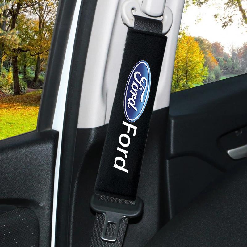 YJBU1 2PCS Cotton Car Seat Belt Protective Cover Auto Styling Accessories For Ford Escape Kuga Mondeo Ecosport Fiesta Focus 2 3 MK1 2