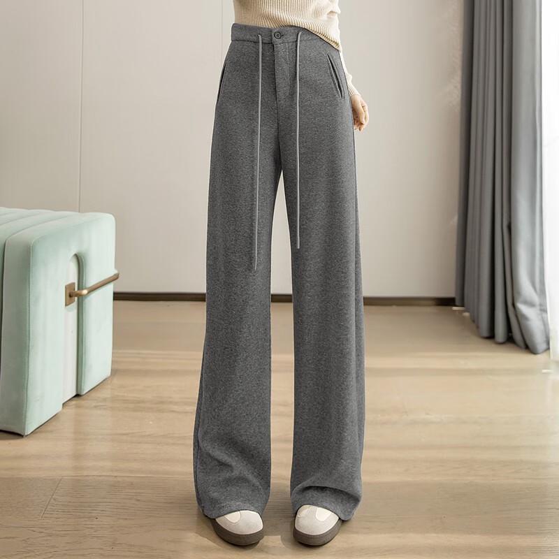 Women's Solid High-Waist Drawstring Casual Pants