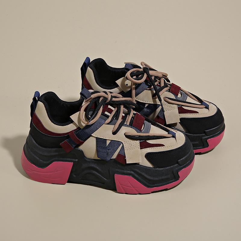 Папины кроссовки женские 2025 осень новые туфли женские универсальные корейская версия на толстой подошве увеличивающие рост спортивная обувь повседневная беговая модная обувь