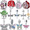 Original Insect Dangle Charm 925 Sterling Silver Butterfly Dragonfly Ladybug Charm Beads Fit Fashion Bracelet Original Jewelry
