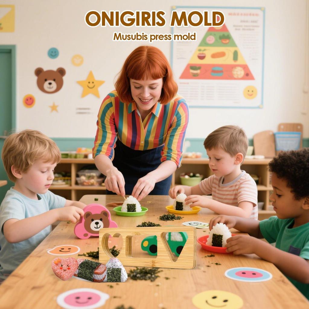 Rice Ball Maker Sushi Making Tool Non-stick Wooden Rice Ball Mold for Kitchen Snack Home Dining School Party Camping Picnic