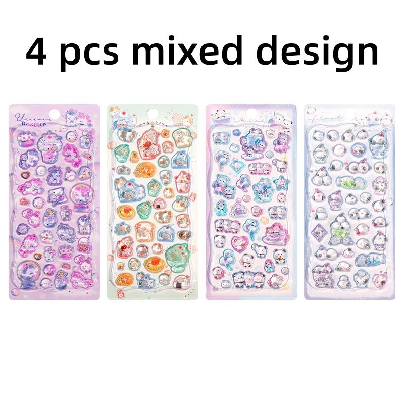 1 pc/4 pcs New Sweet Animals Mini Cartoon 3D Relief Stickers Scrapbooking Diy Journal Cute Stationery Sticker