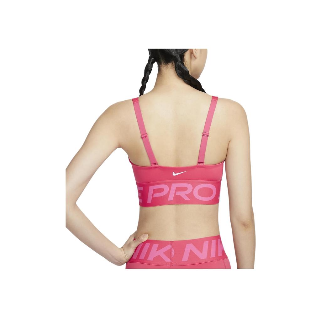 Nike Pro Indy Plunge удобный дышащий эластичный спортивный бюстгальтер с буквенным жаккардом женское нижнее белье Daisy-Pink розовый белый HF7325-629