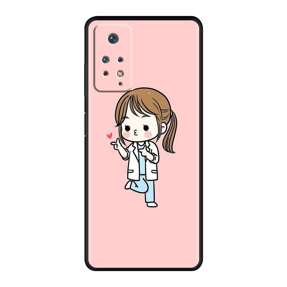 Для Redmi Note 9A 11 Pro K40 9T 7 10 8 9S 9 9C 8T K40S 10C черный стильный телефон Funda Nurse Medical Medicine