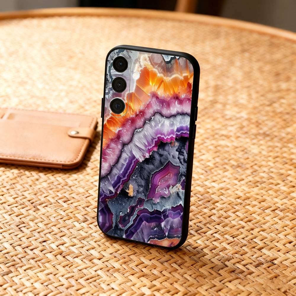 Чехол-накладка G-Glitter Art с мраморным узором для Samsung A73,72,71,A52,51,40,41,A22,A32,31,A13, Мягкий черный корпус