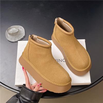 Женские зимние теплые меховые ботинки большого размера, утолщенные, на меху, ботильоны, нескользящие, для пеших прогулок, спортивные, короткие ботинки