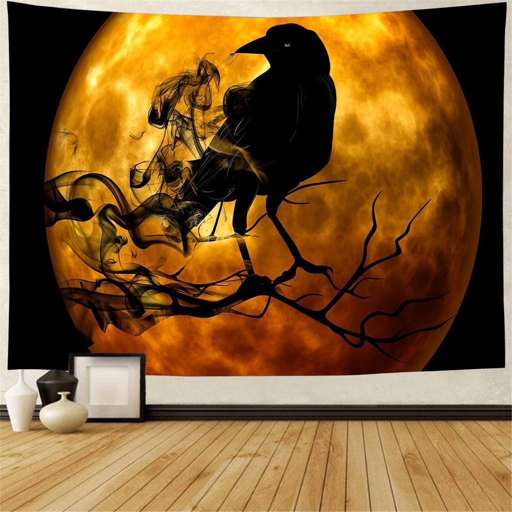 Home Decor Tapestry Halloween Pumpkin Lantern Wall Hanging Tapestry Boho Hippie Magic Castle Wall Decor Backdrop Fabric