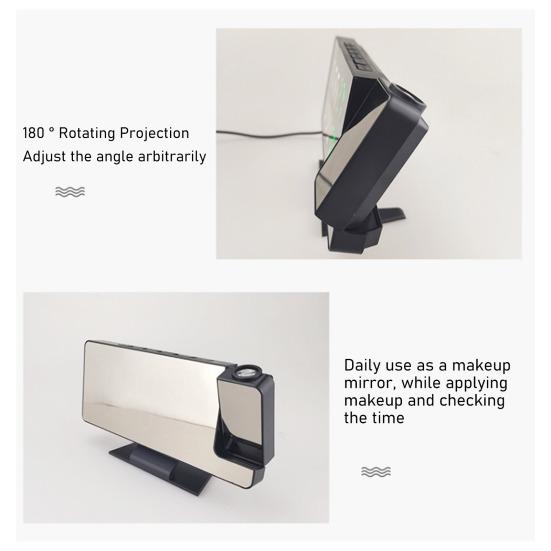 Светодиодный цифровой будильник с большим экраном, многоцелевой проектор в формате 12/24 часа, потолочные часы с дисплеем времени и температуры