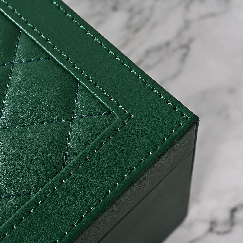 Luxury Three-Layer Leather Jewelry Box with Lock & Drawer for Earrings