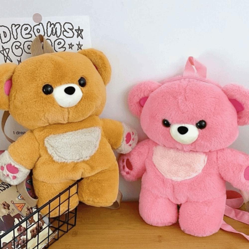 Multicolour Plush Shoulders Bag 3D Bear Animal Bag Sweet Plush Bear Backpack Outdoor