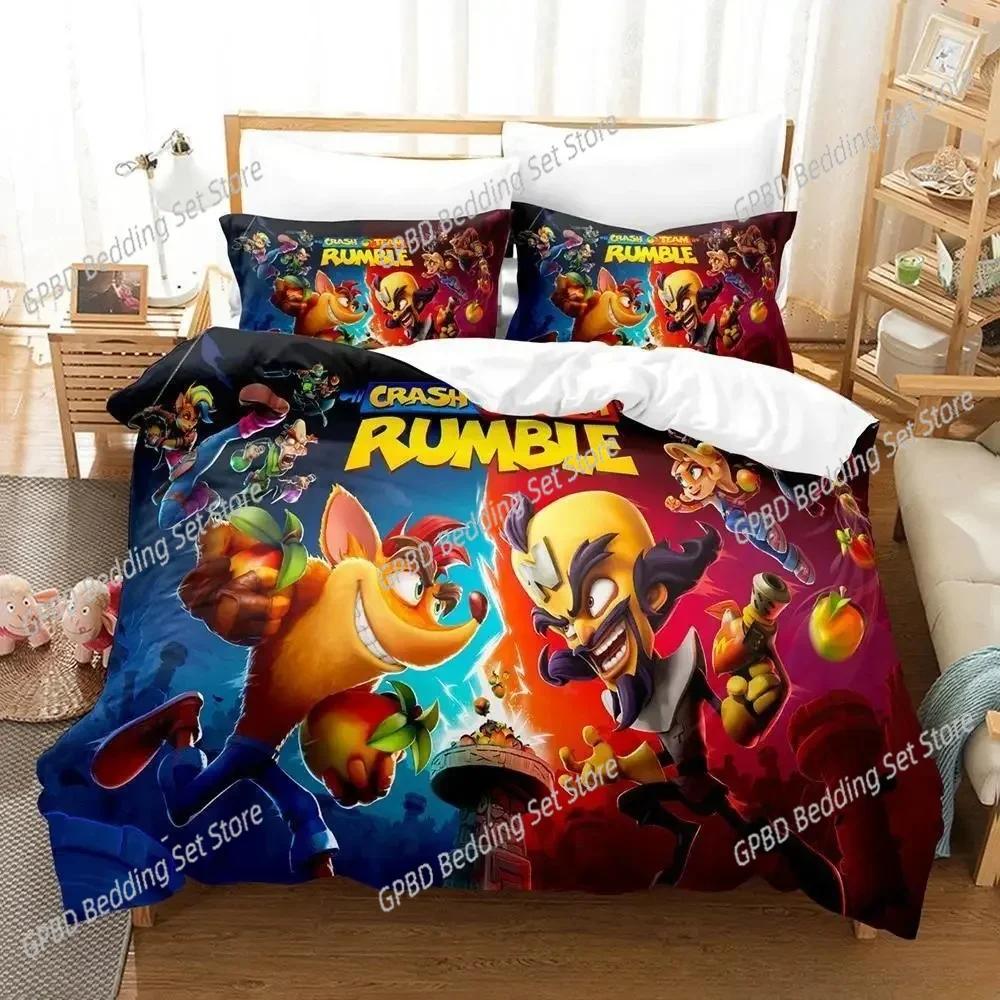 Crash Bandicoot Comfortable Duvet Quilt Cover Pillowcase Bedding Set Children Bedroom Decoration Home Textile