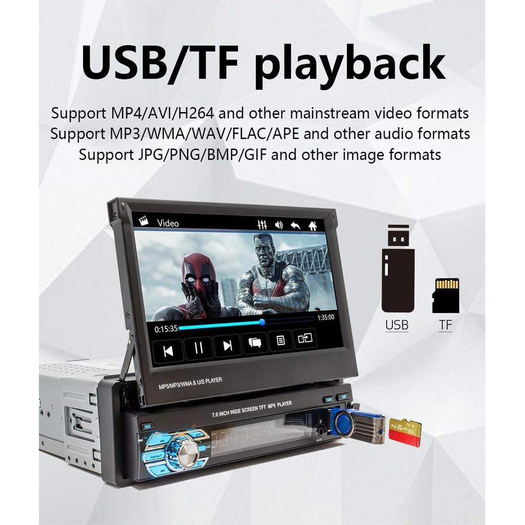 9601G 1 Din 7-дюймовый автомобильный видео-мультимедийный MP5-радиоплеер с GPS и картой