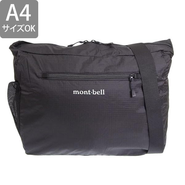 Montbell Men's and Women's Nylon Pocketable Light Shoulder Bag, A4 Size, Size M (1123970) (Black)