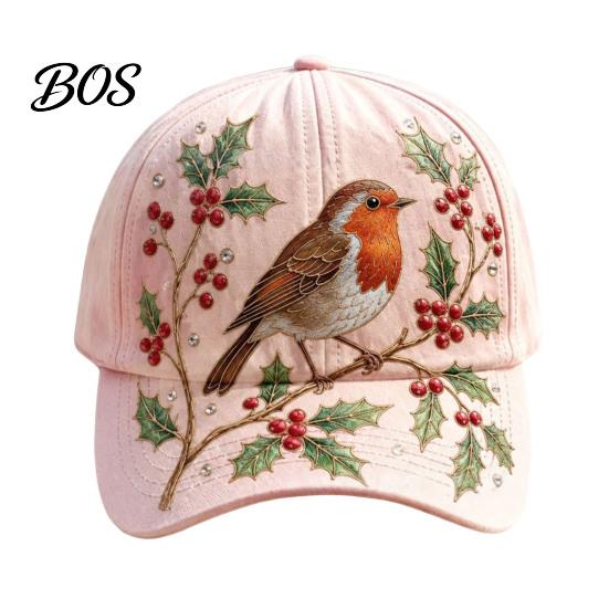 Summer Hat Baseball Cap for Women, Embroidery Flower Bird Pattern Hat, Lightweight Breathable Adjustable Fit Gardening Sun Spring Outdoors