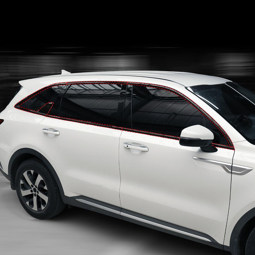 Для Kia Sorento MQ4 2021-2026 10 шт. ABS Декоративная полоска на окно автомобиля Кнопка Накладка на боковую панель Отделка Декоративная полоска на окно стойки D