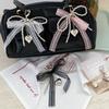 Sweet Lace Bowknot Keychain Imitation Pearls Beaded Pendant Keyring  Backpack Accessory