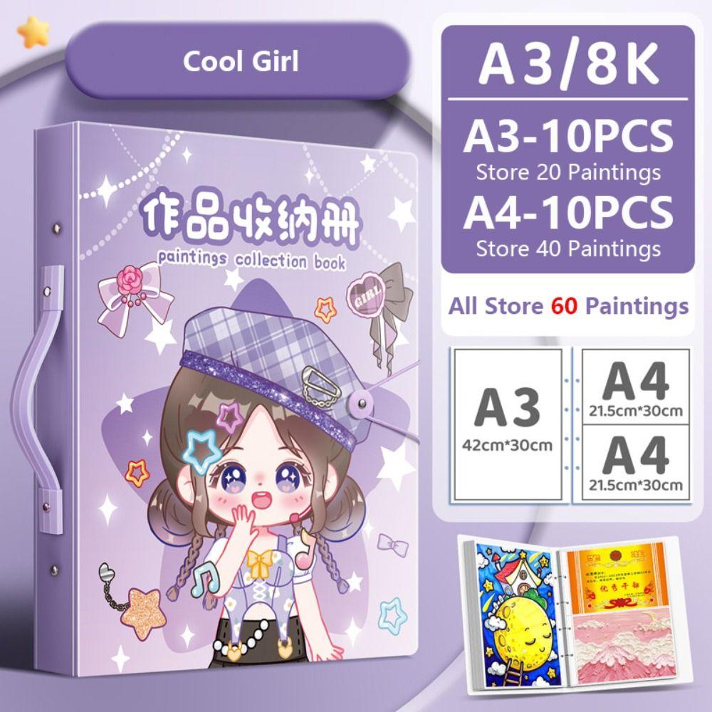 Сумка-органайзер для хранения листов для рисования A3/8K, фотоальбом, органайзер для бумаги для рисования, школьный, офисный