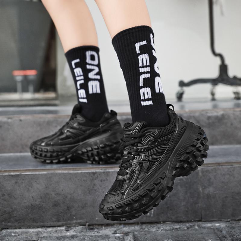 Парные повседневные спортивные туфли на толстой подошве с высокой посадкой, весна/лето, новые прочные и амортизированные кроссовки для бега