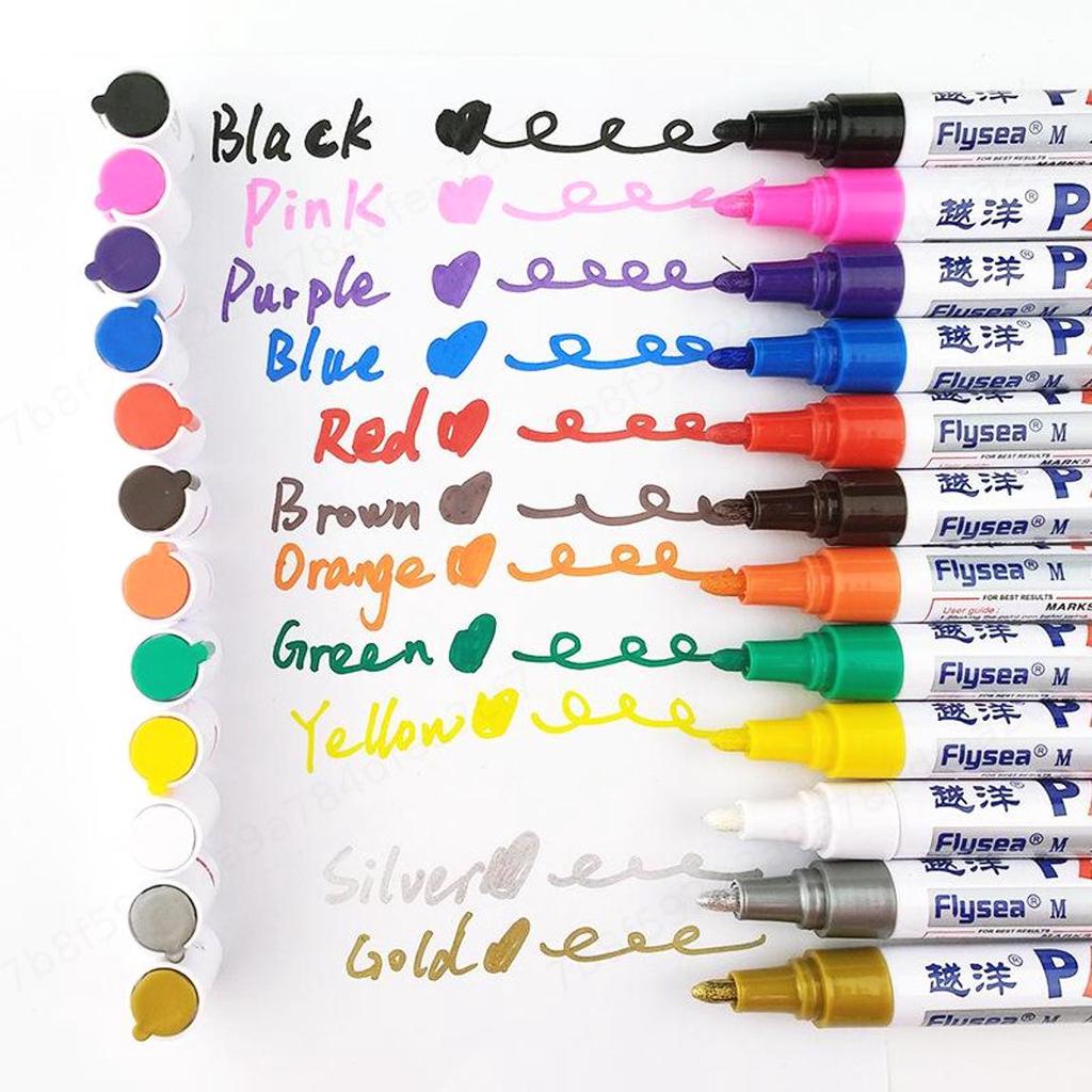 12 Waterproof Rubber Long-lasting Paint Pens Car Tire Tread Eco Spray Paint