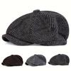 Striped Newsboy Cap Men Fashionable and Personalized Beret Hat Unisex Winter Warm Hats Vintage Caps