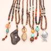 Boho Party Handmade Lucky Gift Buddhist Horn Fish Pendant Mala Wood Bead Nepal Necklace
