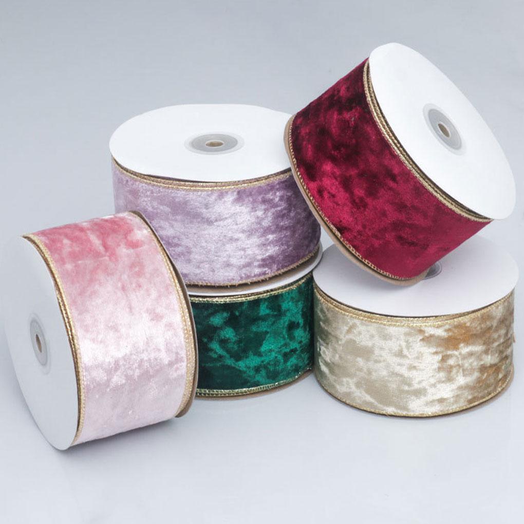 Широкая бархатная лента для украшения рождественской елки, красная винтажная проволочная лента для рождественской елки с проволочным краем
