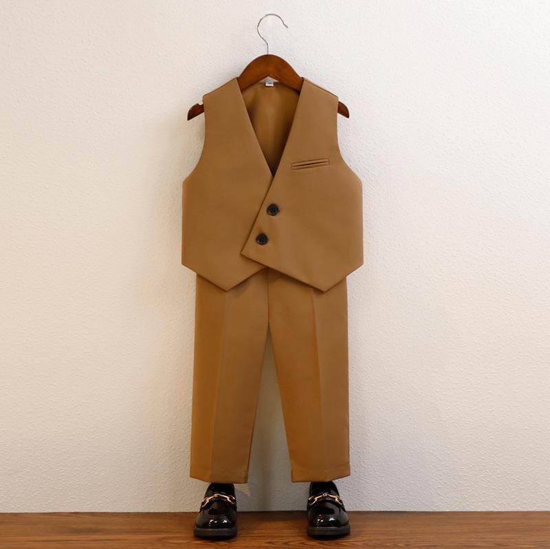 Детский жилетный костюм в корейском стиле для свадеб и первых дней рождения - Весенне-осенний наряд для мальчиков и девочек