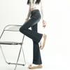 Retro Blue Flared Pants Women's Autumn and Winter Straight Stretch High Waist Denim Trousers Street Fashion