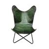 Винтажное кресло-бабочка из натуральной зеленой кожи буйвола, складное кресло для отдыха AccentChair