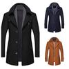 Men's Woolen Coats Fashion Thicken Mid Length Trench Turn Down Collar Warm Outerwear Business Casual Wool Coat