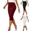 Midi Skirt Solid Color Back Slit Design High Waist Hip Wrapped Skirt Slimming Office Work Party Daily Wear Skirt